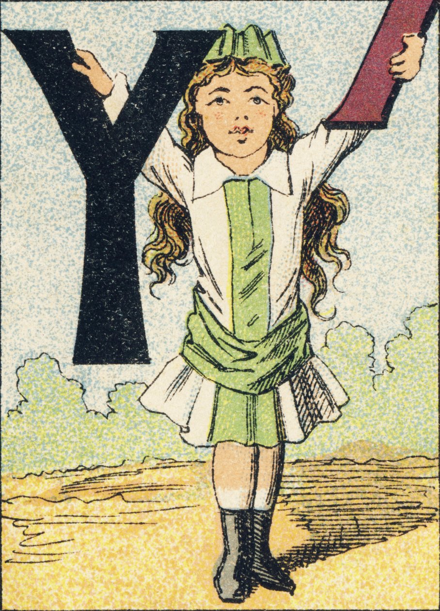 Y- Az ABCD-ből vett metszet kislányokról. Pellerin & Cie, nyomda-kiadó, Epinal, 1890 körül. Serie A. Méretek: 19 x 13,5 cm. alkotó: Unbekannt