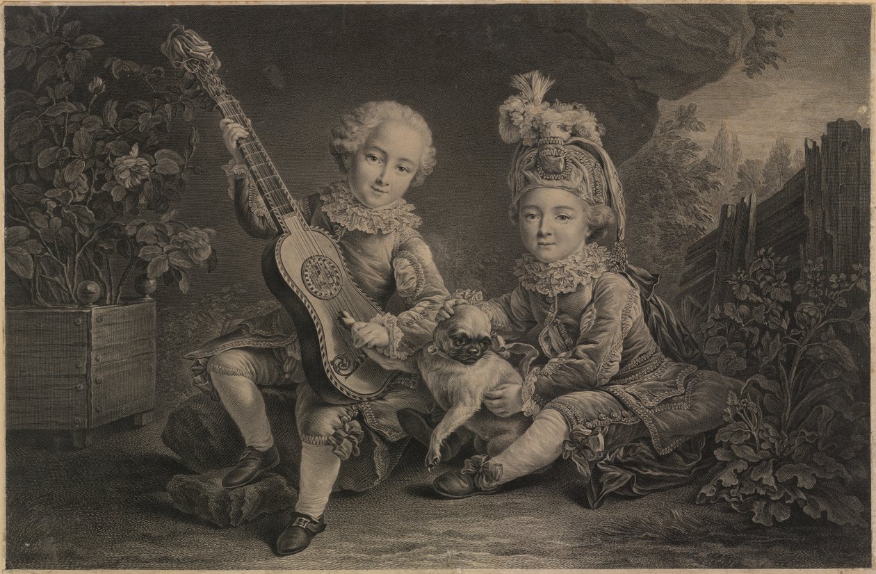 Kisgyermekek játszanak, Párizs, 1775 körül (metszet) alkotó: Unbekannter Künstler