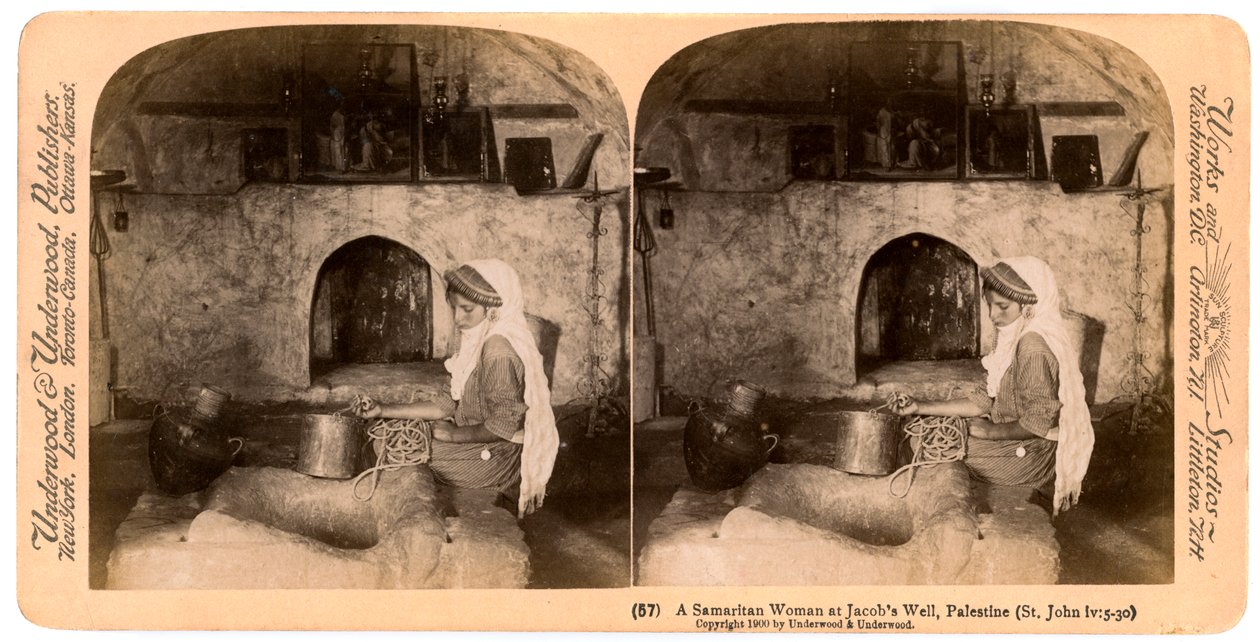Egy szamaritánus nő a Jacobs Wellben, Palesztinában, 1900. alkotó: Underwood and Underwood