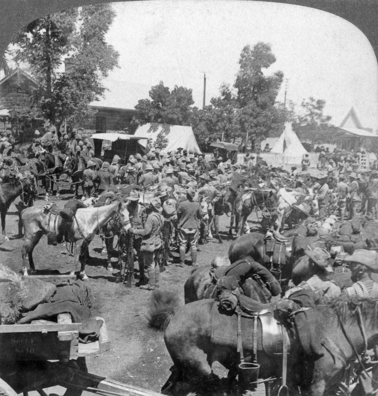 Cronje tábornok érkezése a Modder folyóhoz hadifogolyként, Dél-Afrika, búr háború, 1901 alkotó: Underwood and Underwood