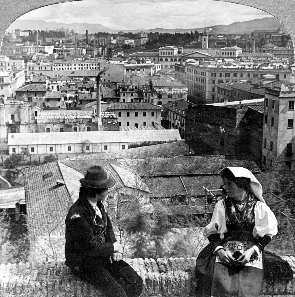 Aventinus-domb és az Alban-hegyek, Róma, Olaszország. alkotó: Underwood and Underwood