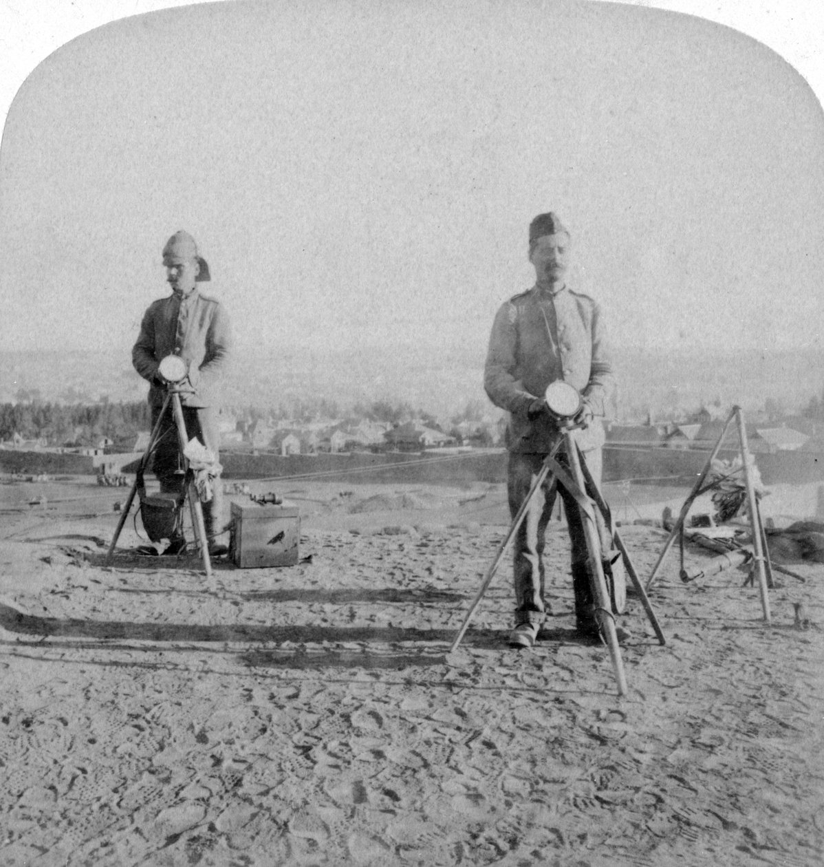 Brit heliográfia a johannesburgi erődből a megszállás híre, búr háború, 1900 alkotó: Underwood and Underwood