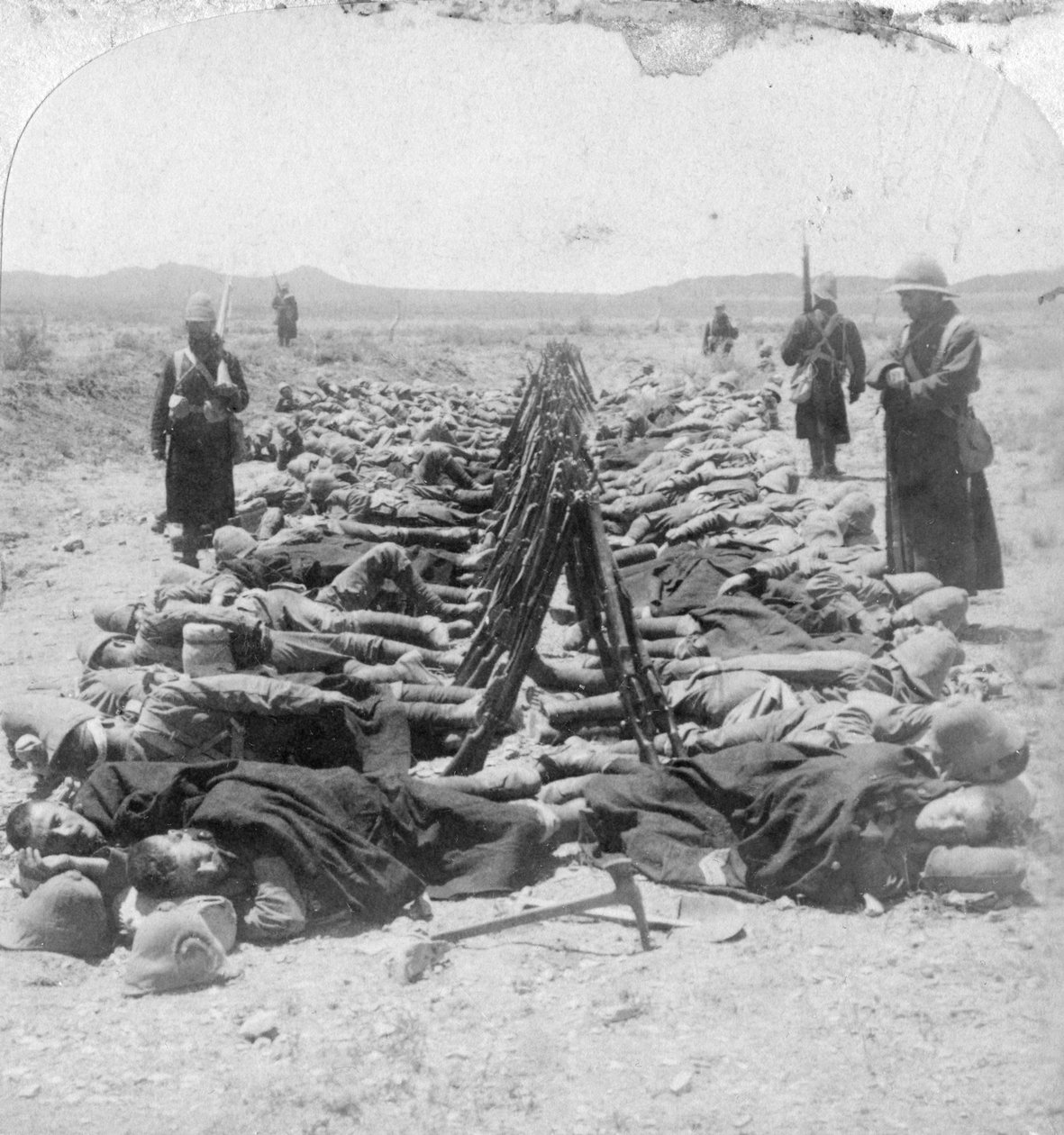 Brit katonák alvó, Dél-Afrika, 2. búr háború, 1900. december 30 alkotó: Underwood and Underwood