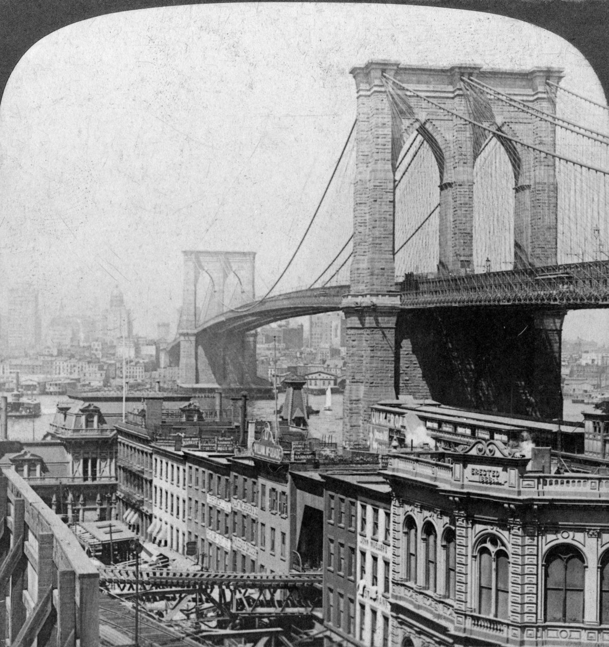 Brooklyn Bridge, New York, USA, 1901. alkotó: Underwood and Underwood