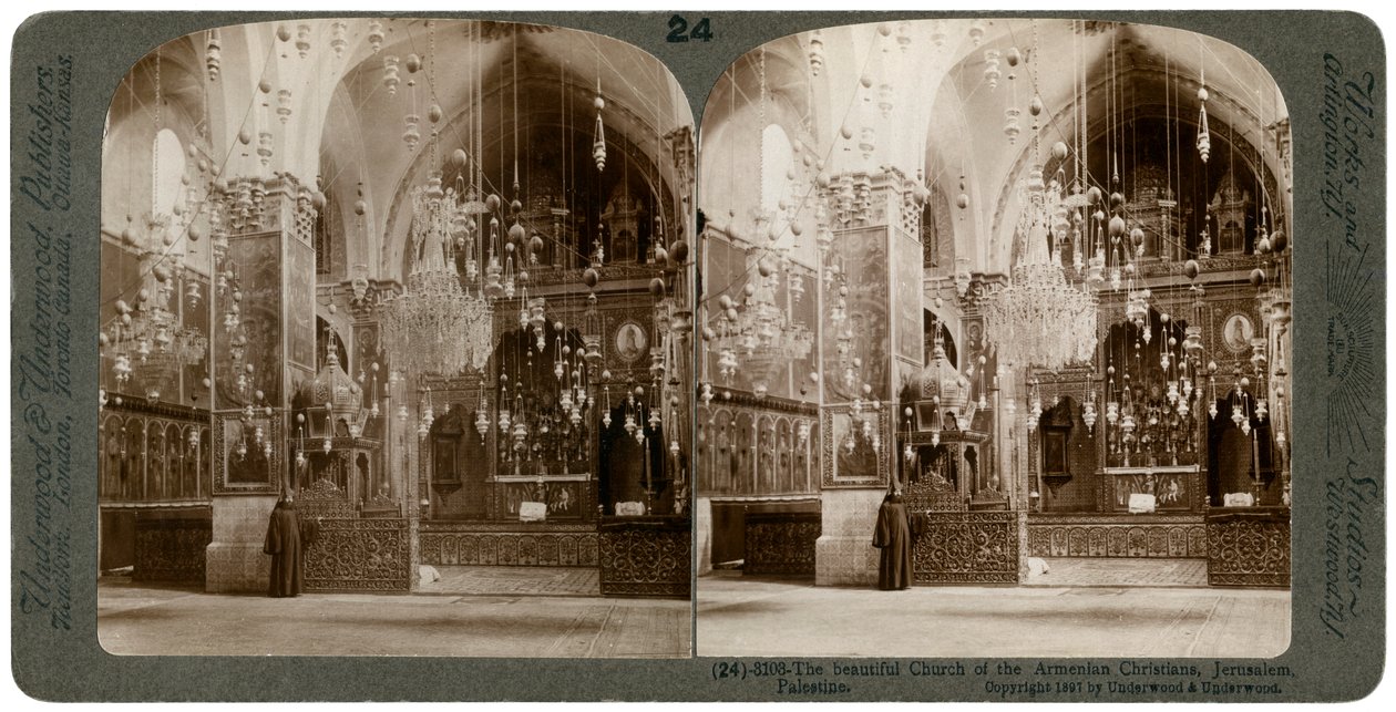 Örmény Keresztények Egyháza, Jeruzsálem, Palesztina, 1897. alkotó: Underwood and Underwood