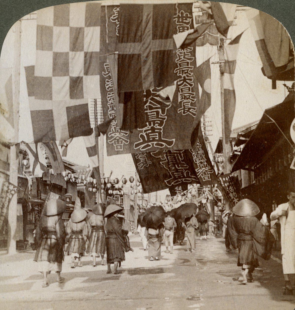 Dotombori vagy Színház utca, Osaka, Japán, 1904 alkotó: Underwood and Underwood