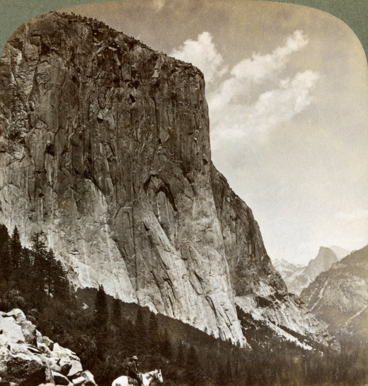 El Capitan és Half Dome, Yosemite Valley, California, USA, 1902 alkotó: Underwood and Underwood