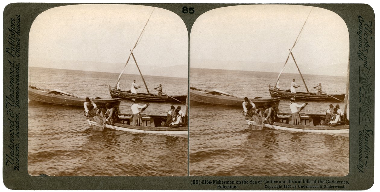 Halászok a Galileai-tengeren, Palesztina, 1900. alkotó: Underwood and Underwood