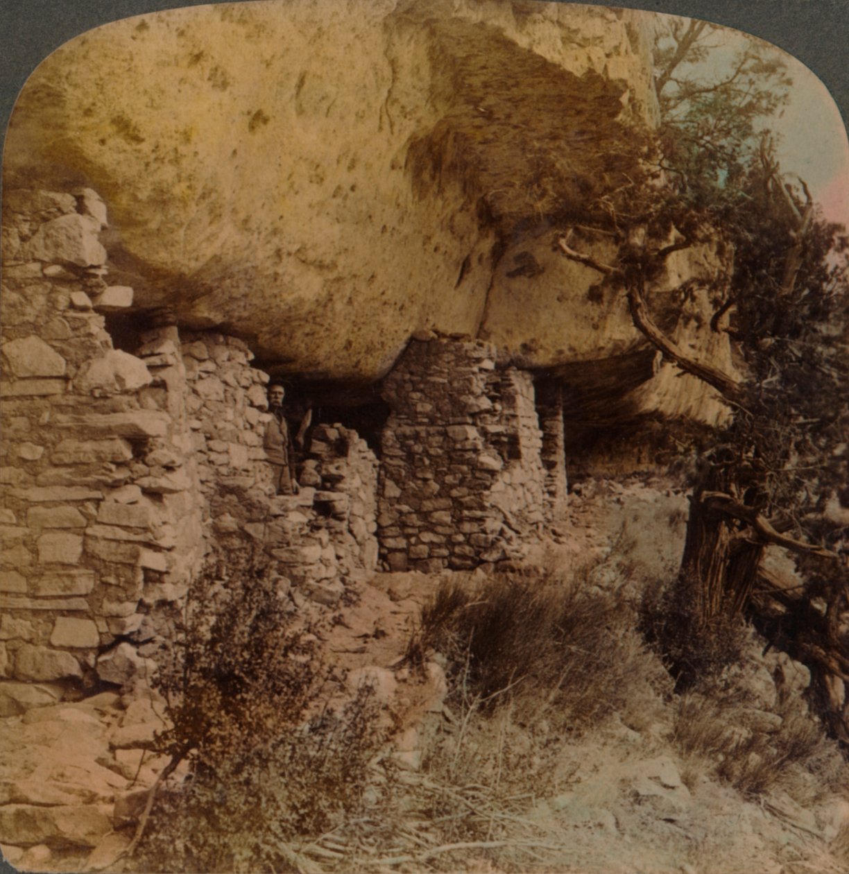 Egy eltűnt faj otthonai – Cliff Dwellings in Walnut Canyon, Arizona, 1903. Művészek: Elmer Underwood, Bert Elias Underwood. alkotó: Underwood and Underwood