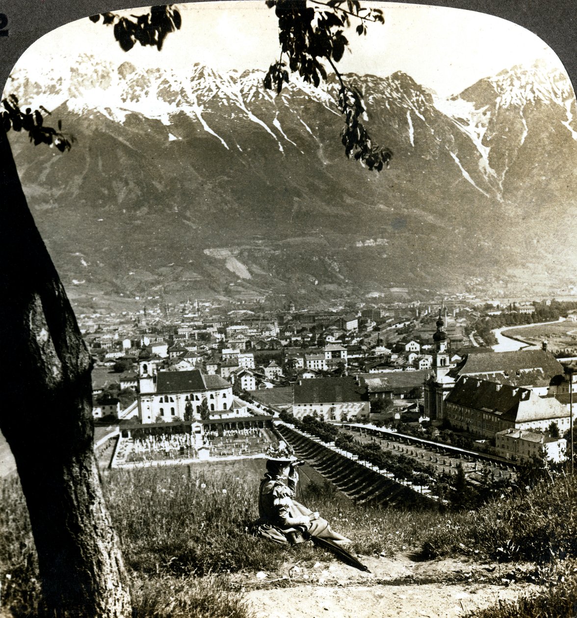 Innsbruck és a Bajor-Alpok, Tirol, Ausztria. alkotó: Underwood and Underwood