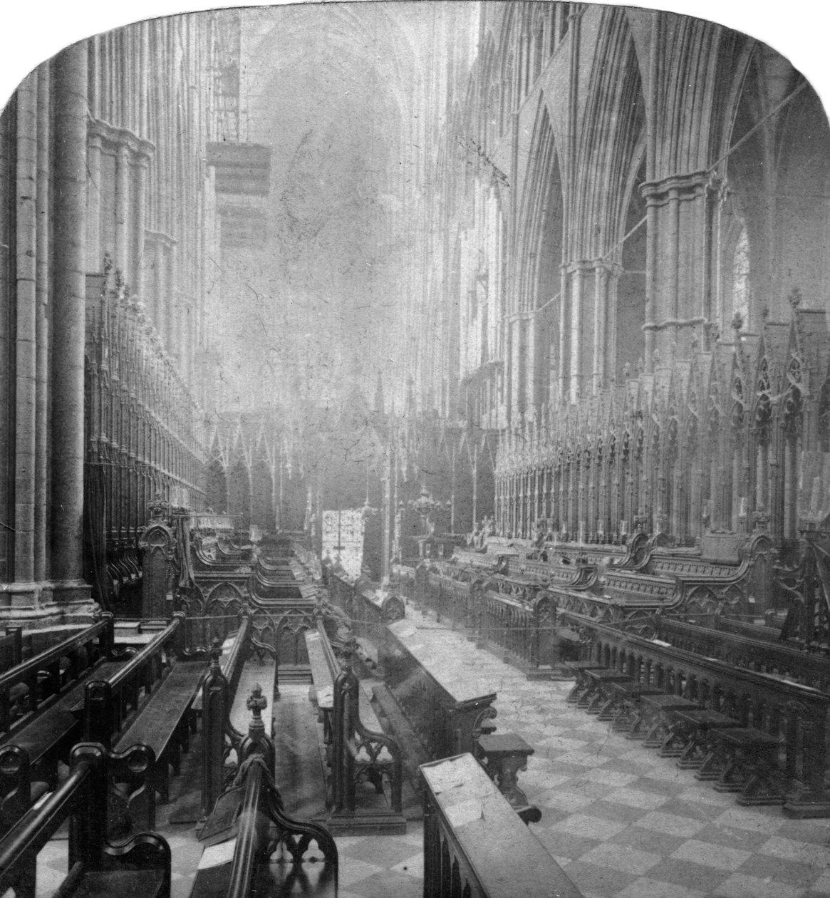 A Westminster Abbey belseje, London, 19. század vége. alkotó: Underwood and Underwood