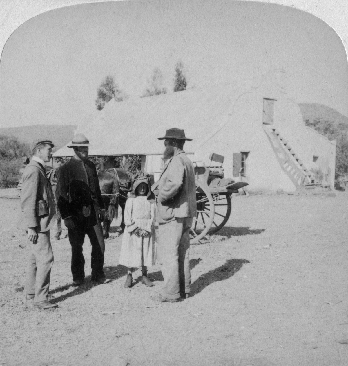 Interjú egy búr farmerrel a dél-afrikai Brandfort melletti otthonában, búr háború, 1901. alkotó: Underwood and Underwood