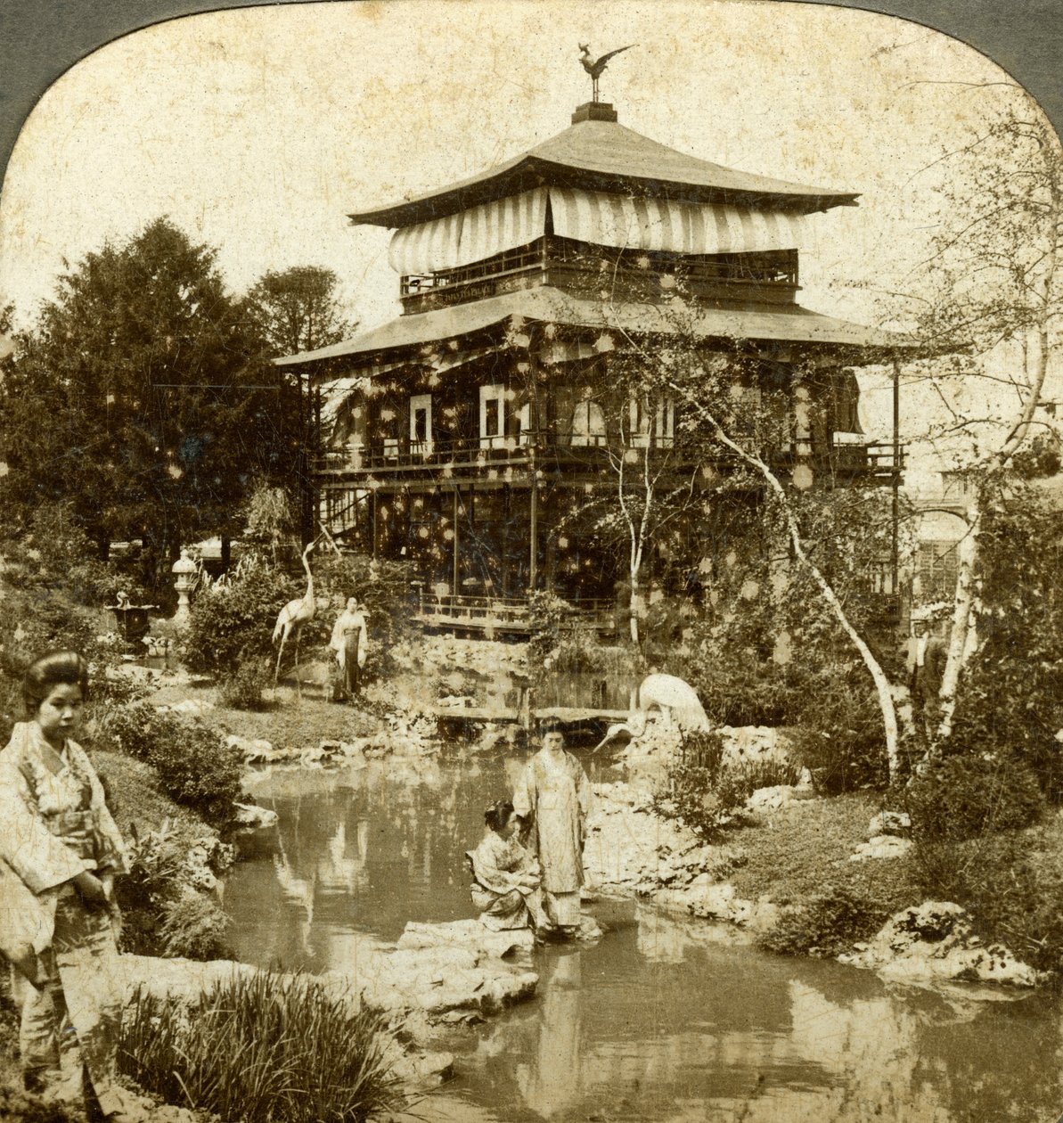 Japán kert a világkiállításon, St Louis, Missouri, USA, 1904. alkotó: Underwood and Underwood