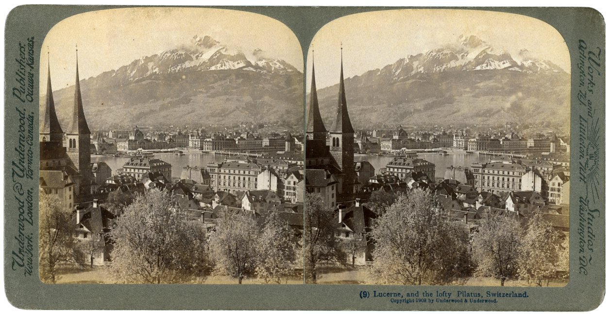 Luzern és Pilátus-hegy, Svájc, 1903. alkotó: Underwood and Underwood