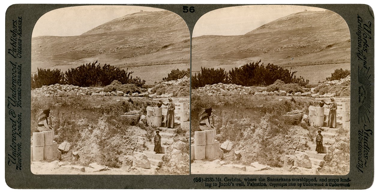 A Gerizim-hegy, ahol a szamaritánusok imádkoztak, Palesztina, 1900. alkotó: Underwood and Underwood
