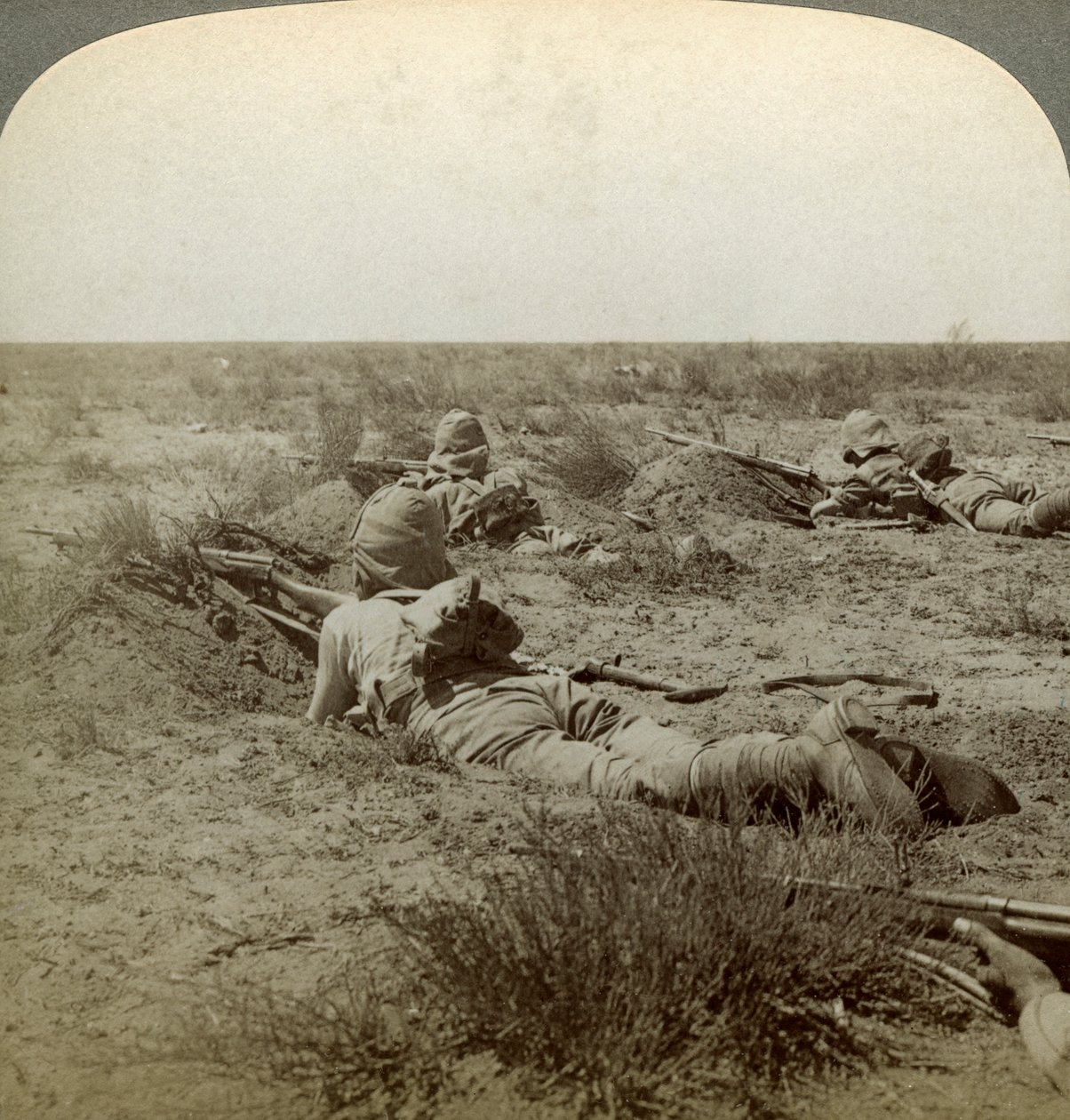 Harcvonalon a Queens Finesttel, Modder River, Dél-Afrika, búr háború, 1899-1902. alkotó: Underwood and Underwood
