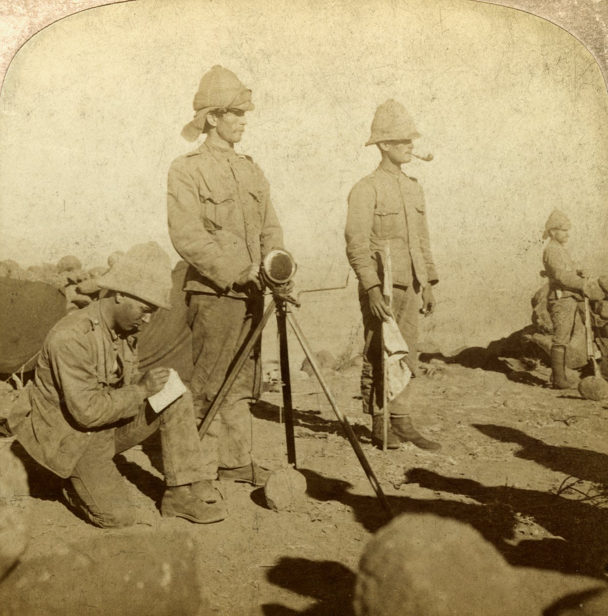 A Yorkshire Ezred jelzői, Új-Zéland Hill, Dél-Afrika, búr háború, 1900 alkotó: Underwood and Underwood