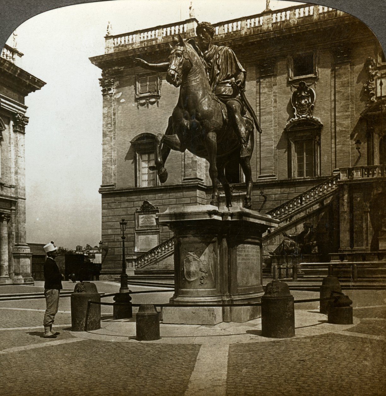 Marcus Aurelius császár szobra, Róma, Olaszország. alkotó: Underwood and Underwood