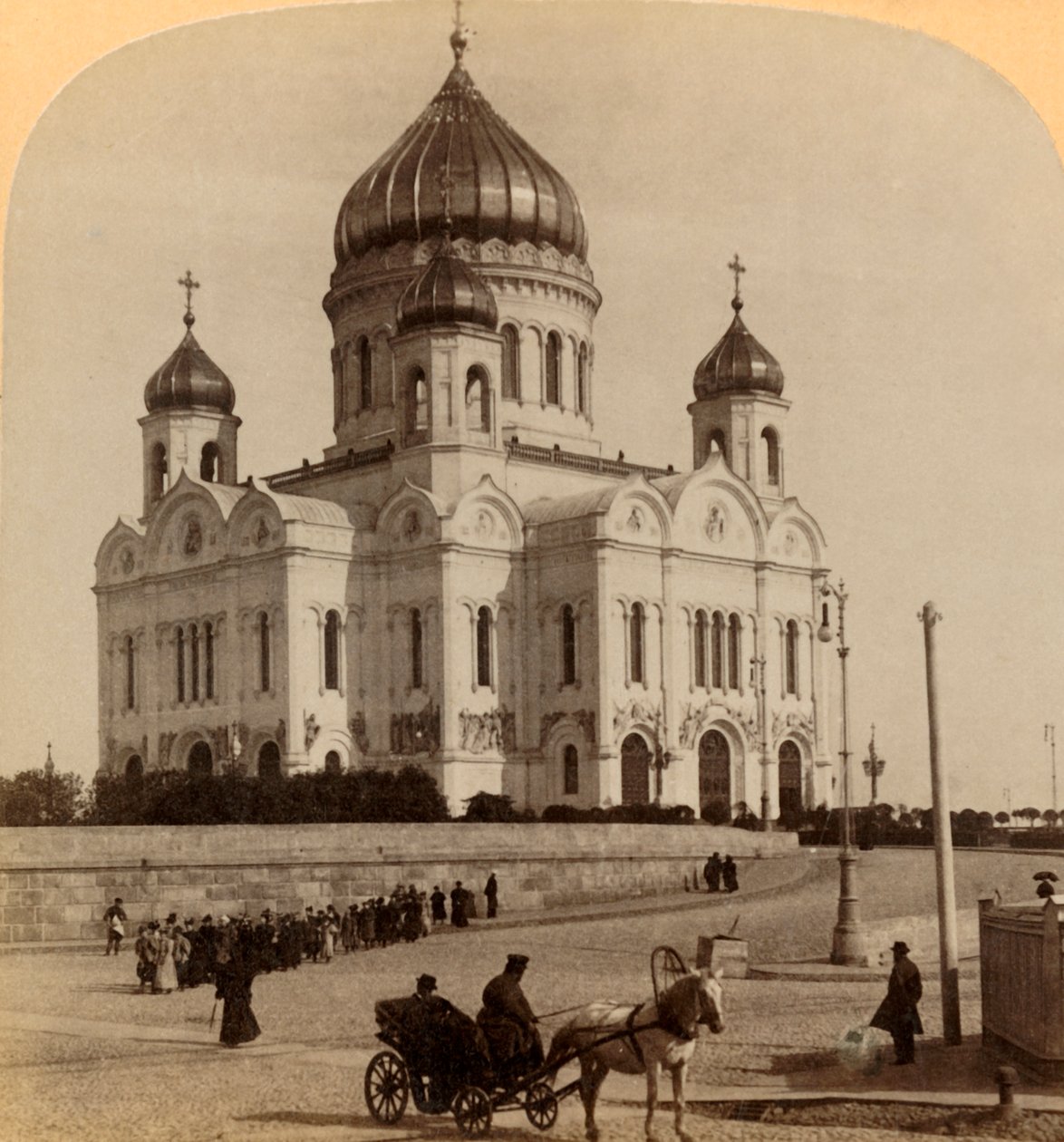 Megváltónk temploma, a legnagyobb templom Moszkvában, Oroszországban, 1898. alkotó: Underwood and Underwood