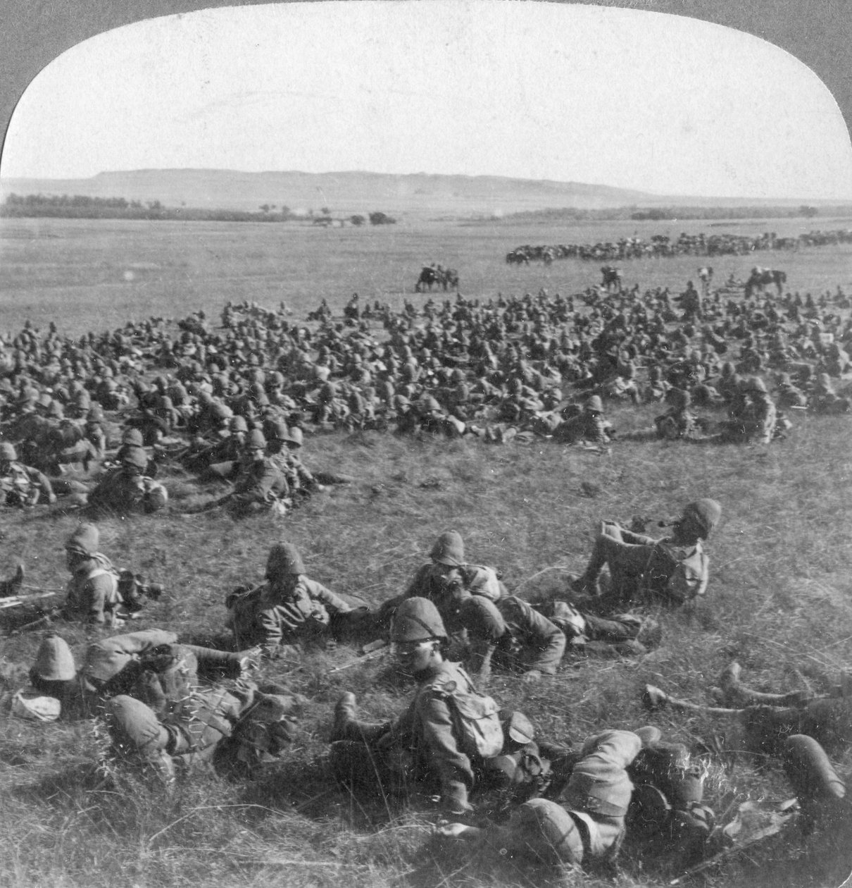 A 9. hadosztály a dél-afrikai Bloemfonteinbe tartó menetben, búr háború, 1901 alkotó: Underwood and Underwood