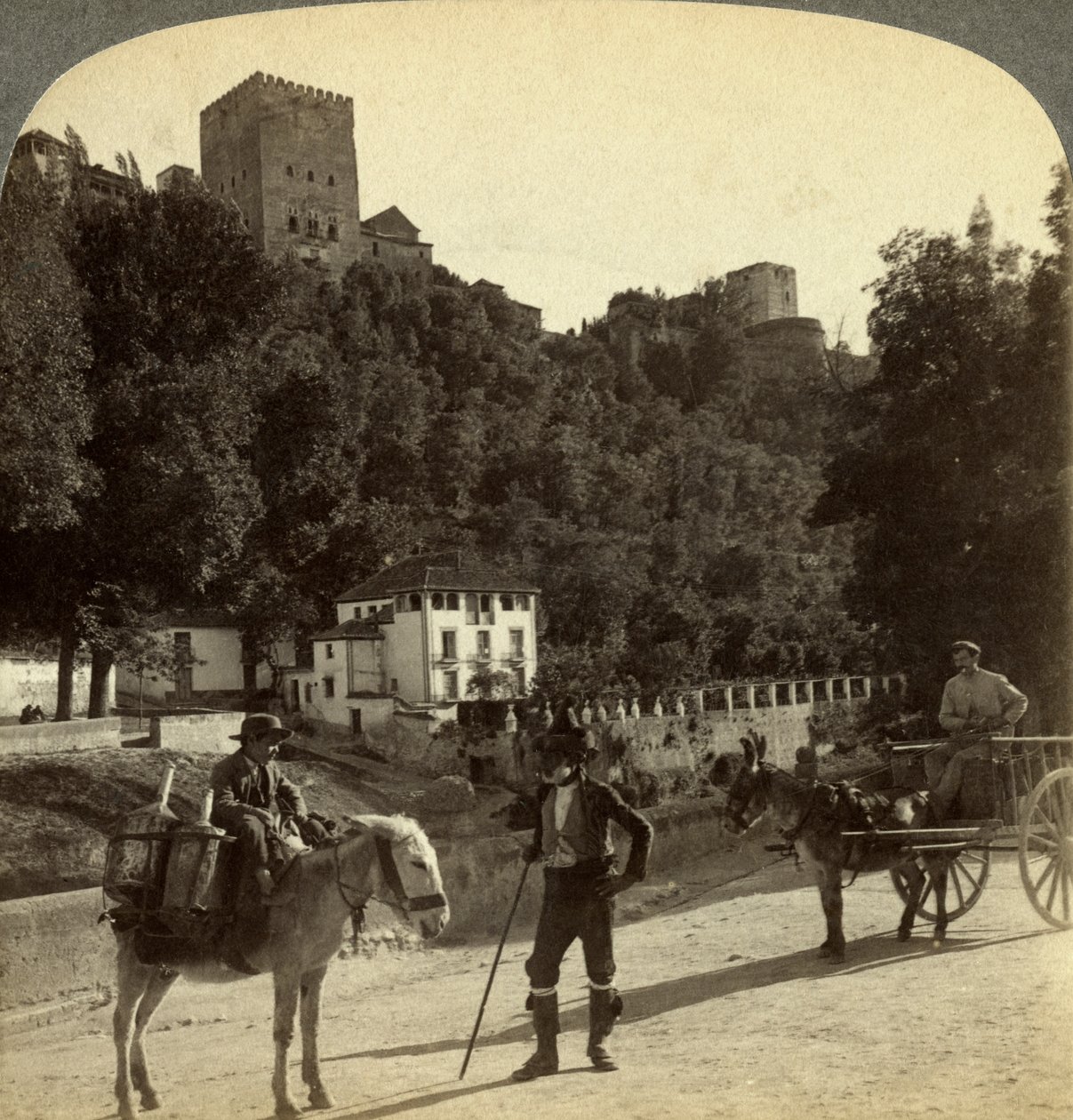 Az Alhambra, Granada, Andalúzia, Spanyolország. alkotó: Underwood and Underwood