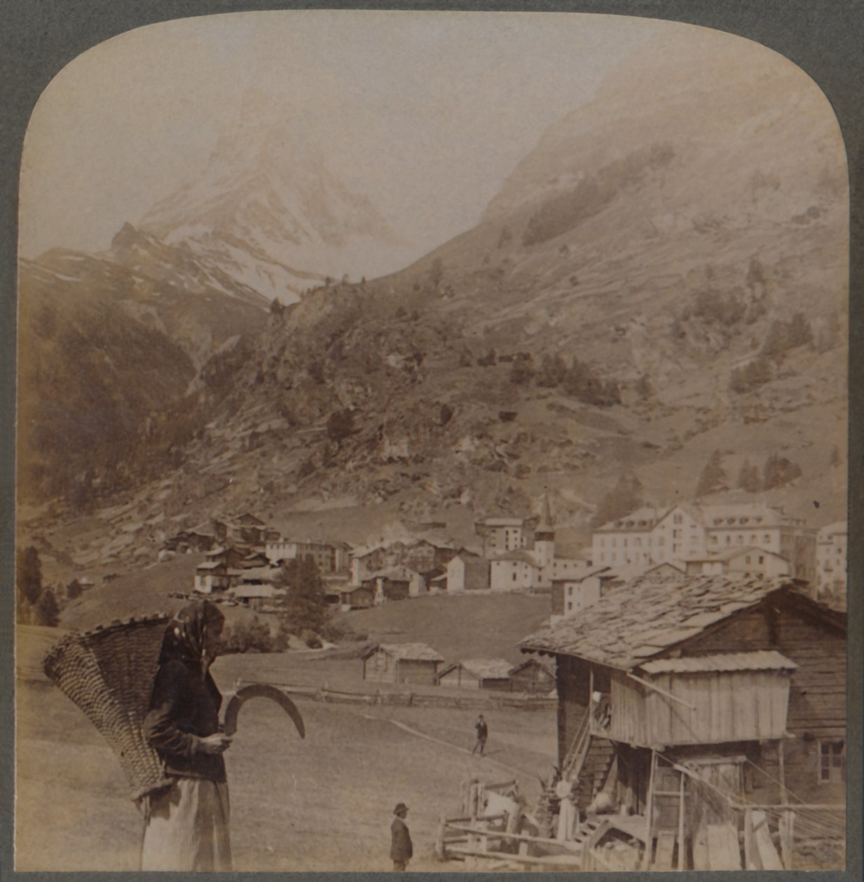 Az alpesi szellemek szentélye – a bájos Zermatt és a Matterhorn Svájc, 1901. alkotó: Underwood and Underwood