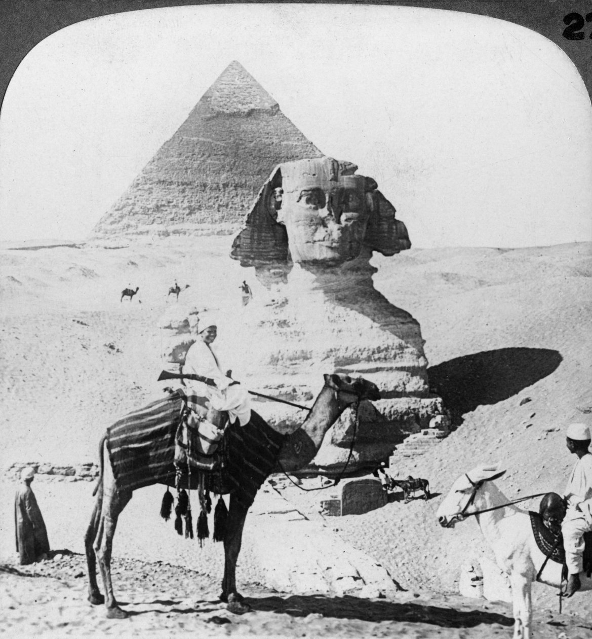 A gízai nagy szfinx, Egyiptom, 1905. alkotó: Underwood and Underwood