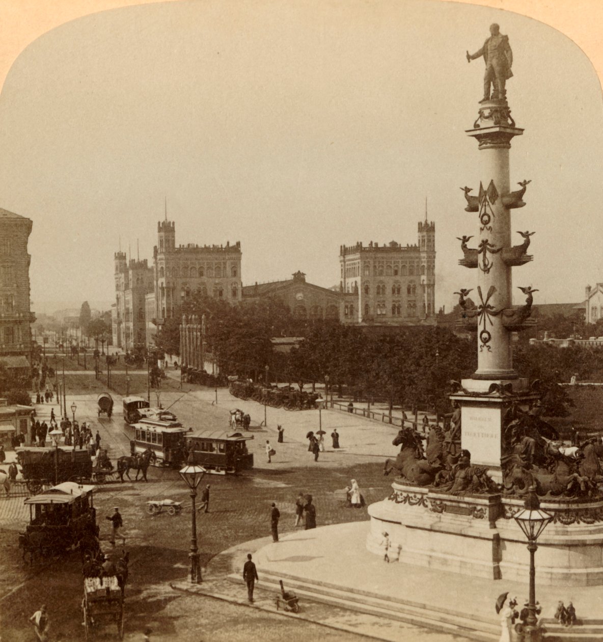 A Tegetthoff-emlékmű a Prater-Sternben, Bécs, Ausztria, 1898. alkotó: Underwood and Underwood