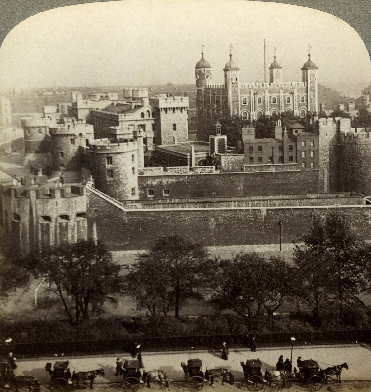 Londoni Tower, 19. század vége. alkotó: Underwood and Underwood
