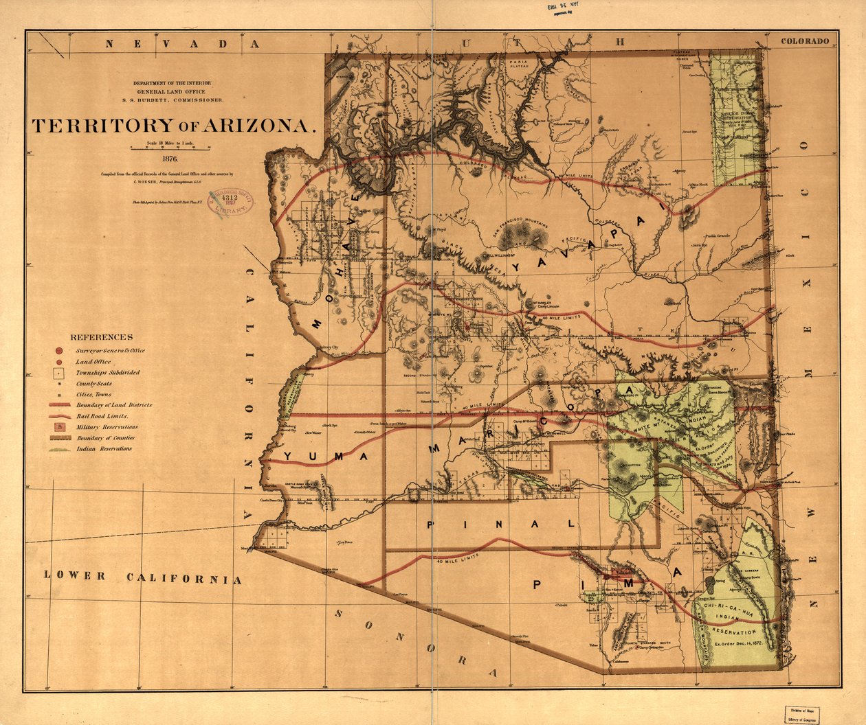 Arizona területe. alkotó: United States. General Land Office