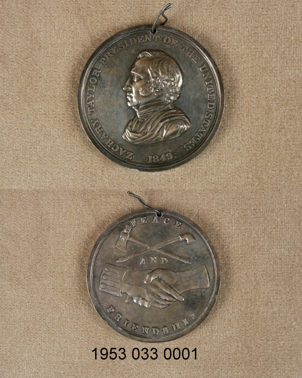 Ezüst békeérem/előlapja Zachary Taylor mellszobra alkotó: Unknown