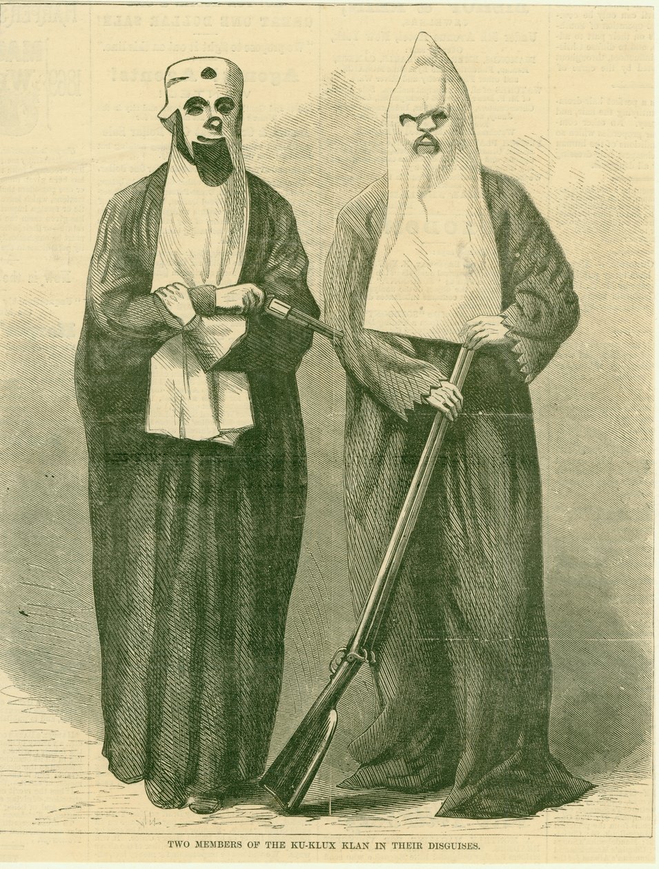 A Ku-Klux Klan két tagja álruhában. alkotó: Unknown