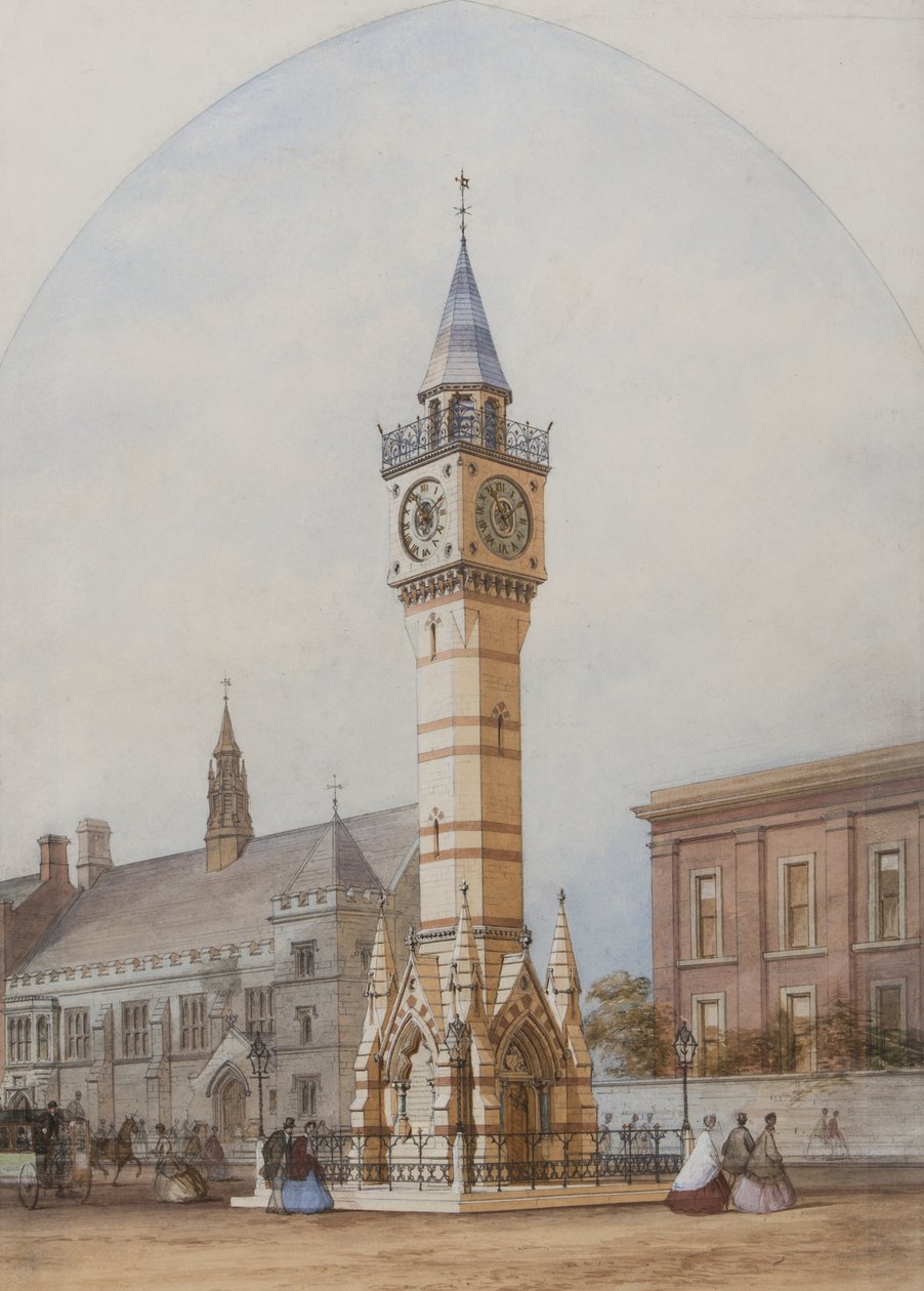 Építészeti domborzat: Memorial Clock Tower, 1860 körül (ceruza, tinta és WC papíron) alkotó: Unbekannt Unbekannt