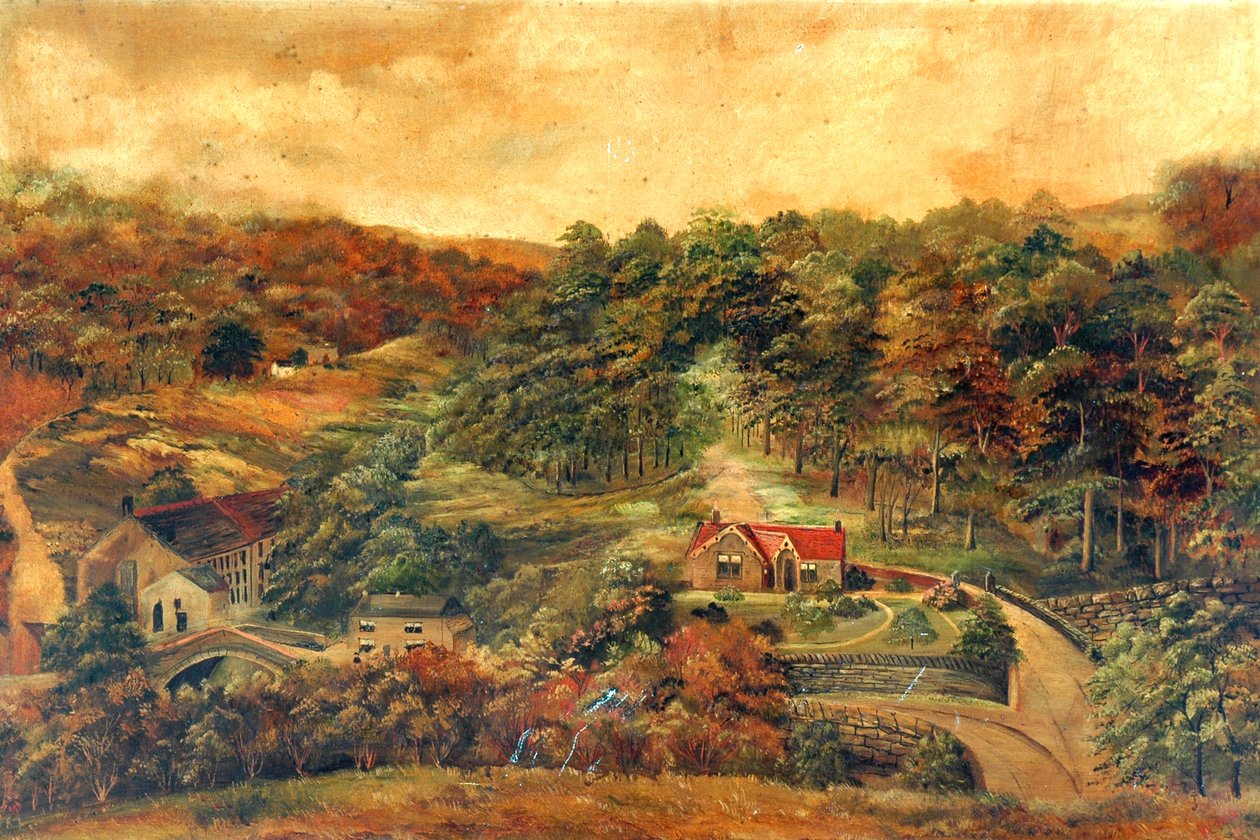 Ház és malom vidéki erdőben, 1880 körül alkotó: Unknown