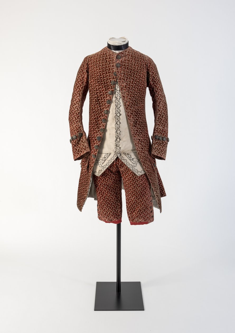 Férfi vörös szőtt bársonykabát és bricsesznadrág, 1750-es évek (bársony) alkotó: Unbekannt Unbekannt
