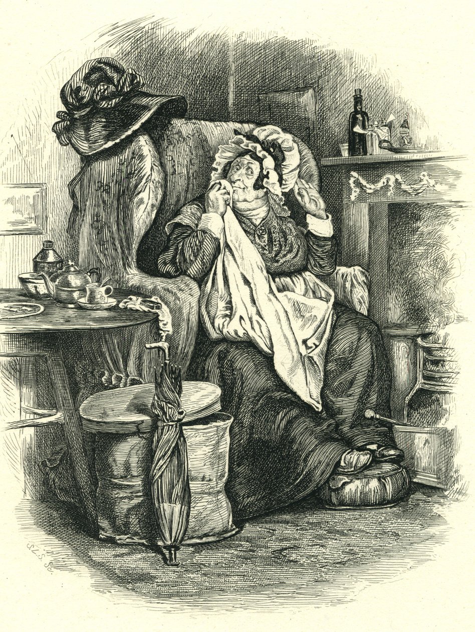 Martin Chuzzlewit: Mrs. Gamp, metszett: Stephen Alonzo Schoff (1818-1904) alkotó: Unbekannt Unbekannt