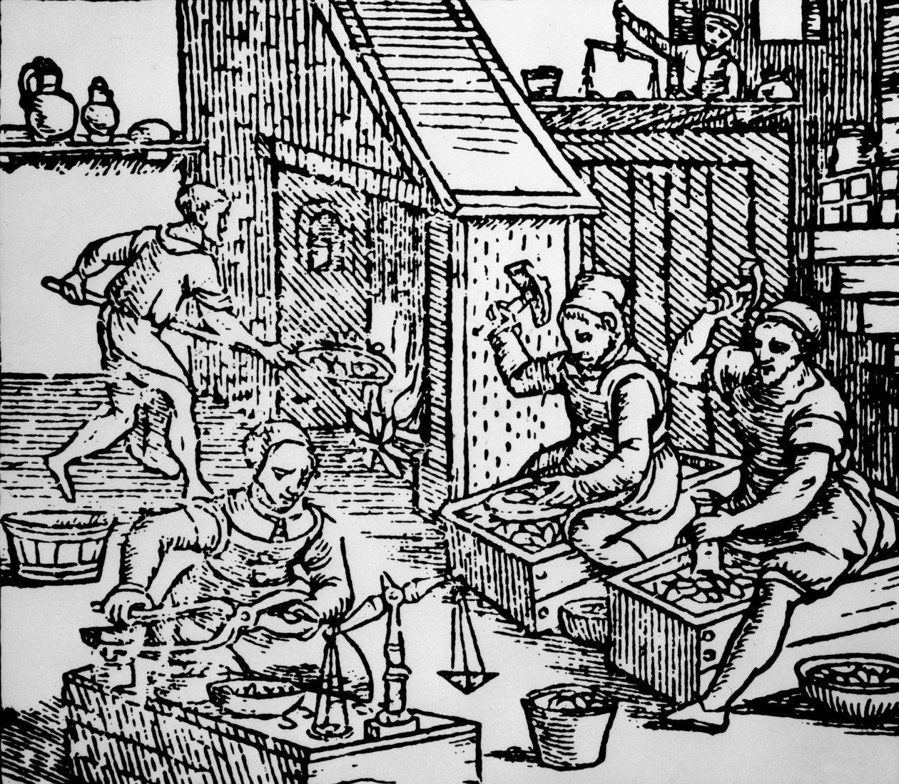 Érmék verése kézi szerszámokkal, 1550 körül alkotó: Unbekannt Unbekannt