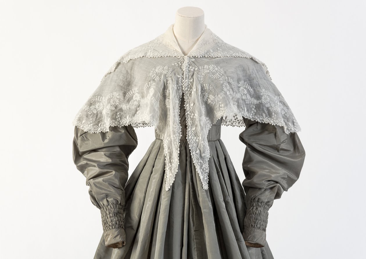 Fehér munkával hímzett gallér, 1830-as évek (csipke és selyem) alkotó: Unbekannt Unbekannt
