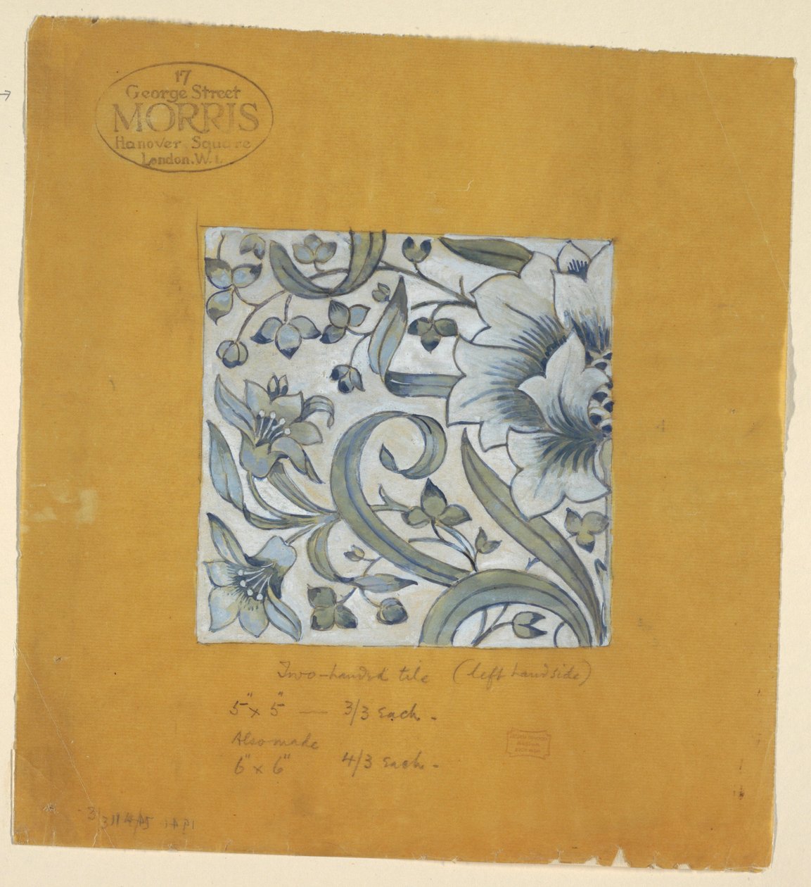 Rajz, Tervezés William Morris után, a Tile, 1917 után alkotó: Unknown