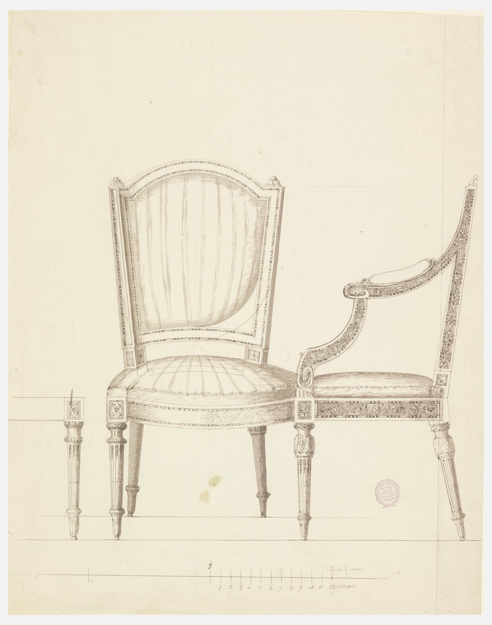 Rajz, tervezés két székre alternatív javaslatokkal, 1760–65 alkotó: Unknown