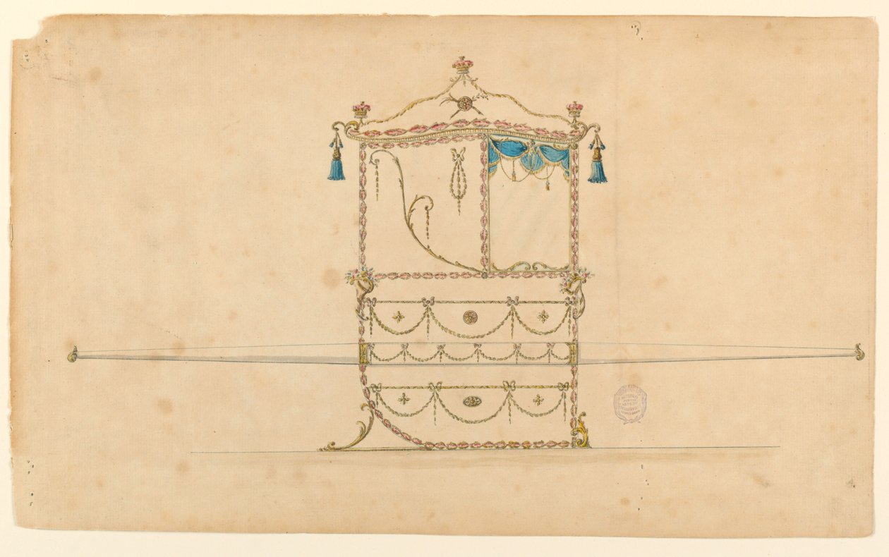 Rajz, Sedan szék projektje, 1770–75 alkotó: Unknown