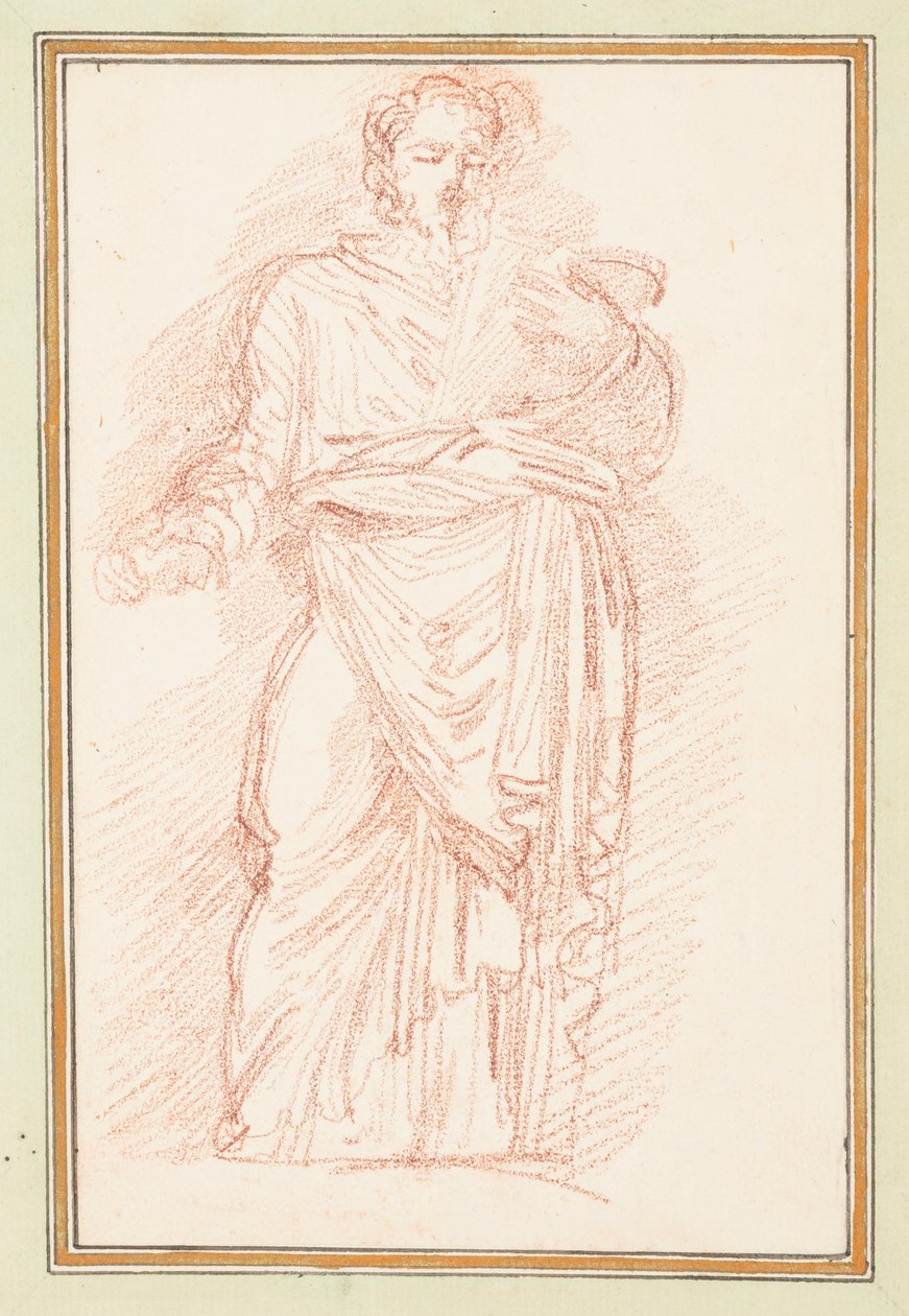 Rajz, köntös alak, nyakkendővel a derekán, kb. 1759–70 alkotó: Unknown