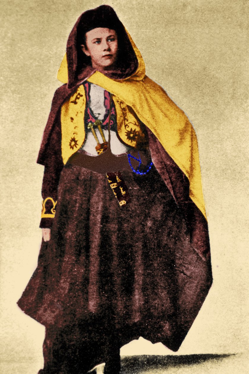 Isabelle Eberhardt svájci felfedező arab jelmezben, 1897 körül (későbbi színezés) alkotó: Unknown