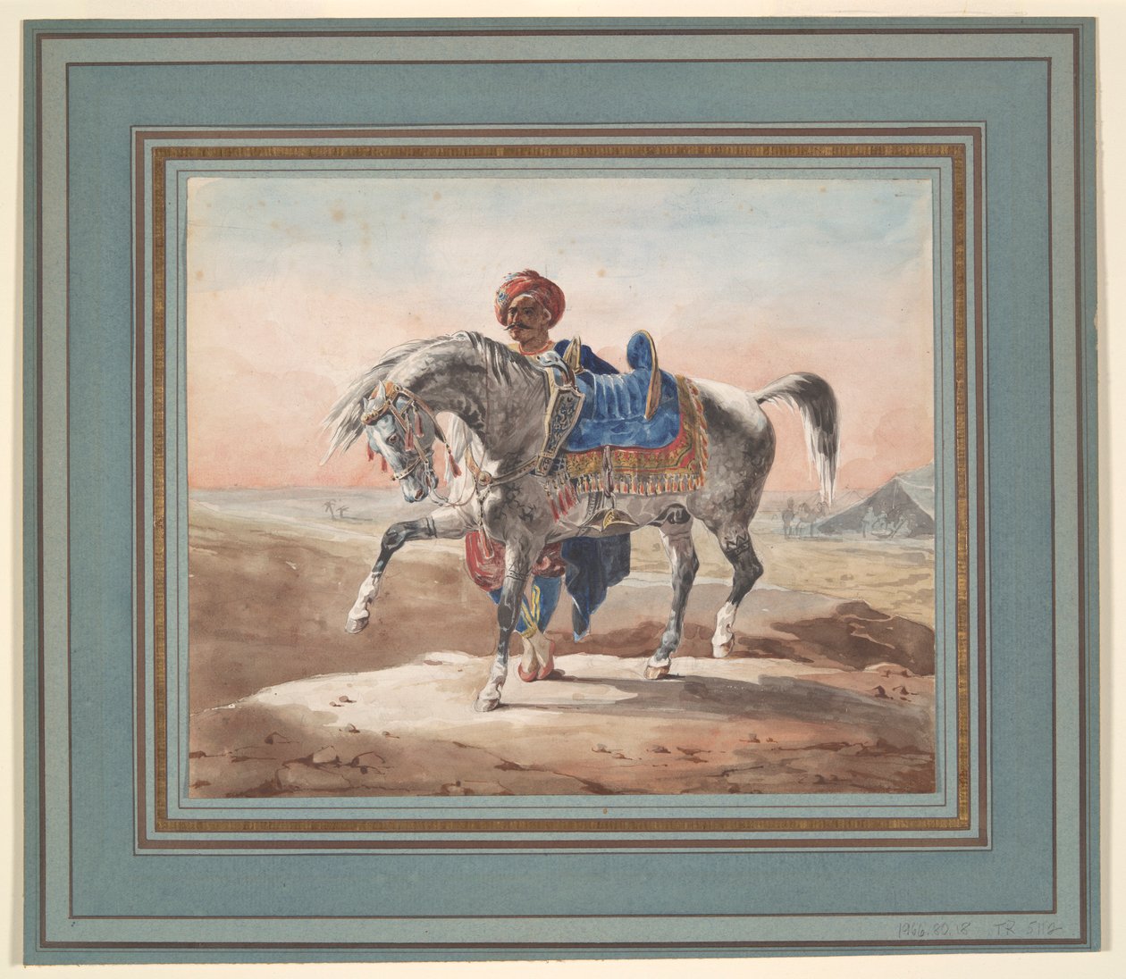Arab ló mellett állva alkotó: Unknown
