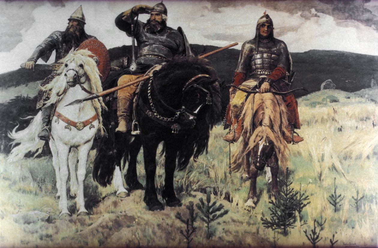 Bogatiri (A hősök) és Viktor Mihajlovics Vasnyecov, 1898. alkotó: Unknown
