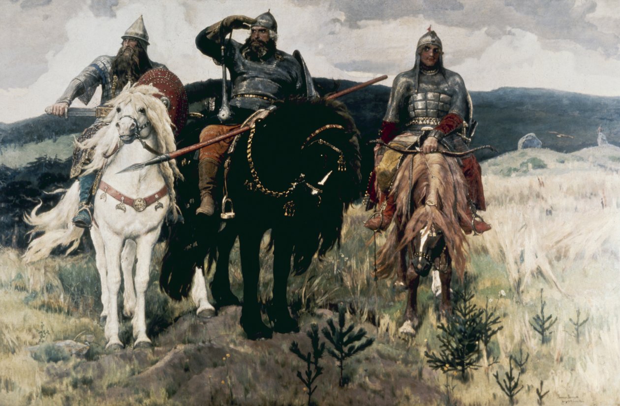 Bogatiri (A hősök) és Viktor Mihajlovics Vasnyecov, 1898. alkotó: Unknown