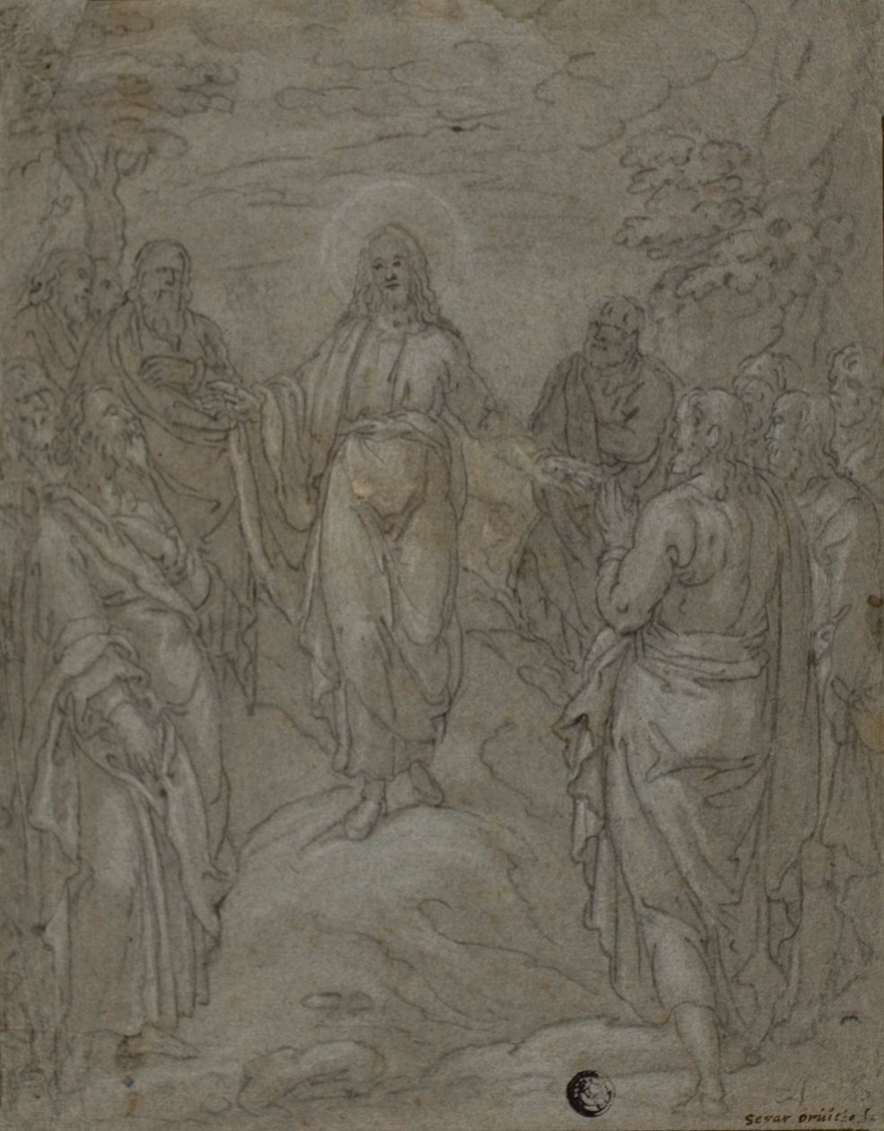 Krisztus és az apostolok (recto); Vázlat egy betlehemről (verso) alkotó: Unknown