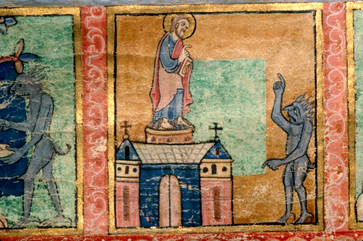 Részlet egy zsoltárból, Krisztus megkísértése, második valószínűleg Canterburyben, 1140 alkotó: Unknown