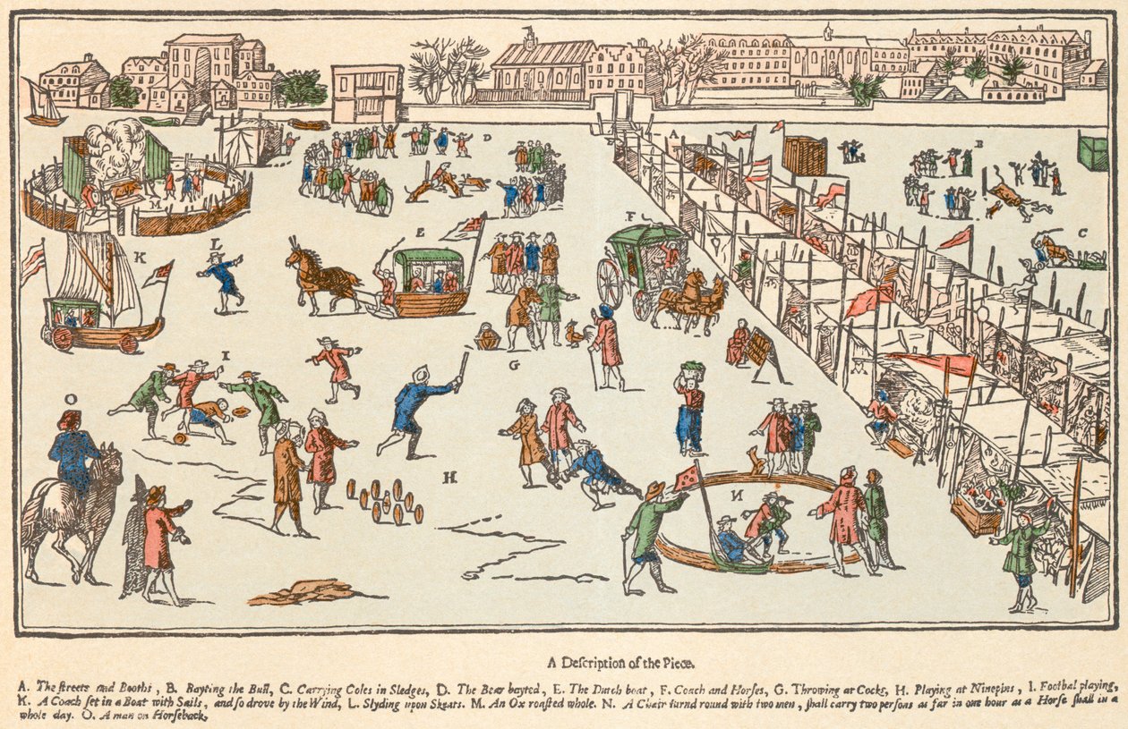 Fagyvásár a Temze folyón, London, 1683 alkotó: Unknown