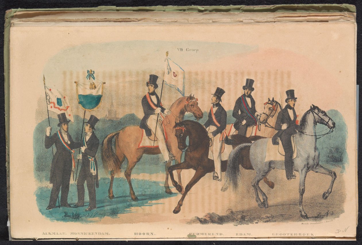 Alkmaar, Monnickendam, Hoorn, Purmerend, Edam és Grootebroek díszőreinek jelmezei és zászlói, 1840-1842 VII. Csoport (cím az objektumon) alkotó: Unknown